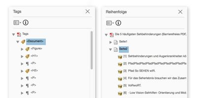 Acrobat Screenshot des Tagbaums und der Reihenfolge